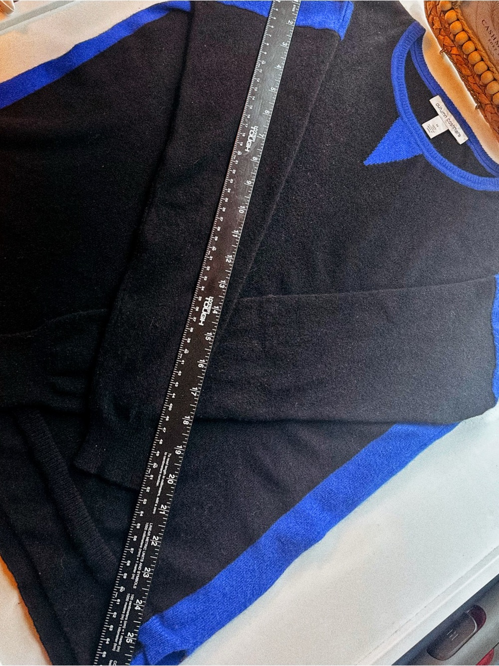 π€π Autumn Cashmere Black & Cobalt Blue 100% Cashmere Sweater - Picture 4 of 10